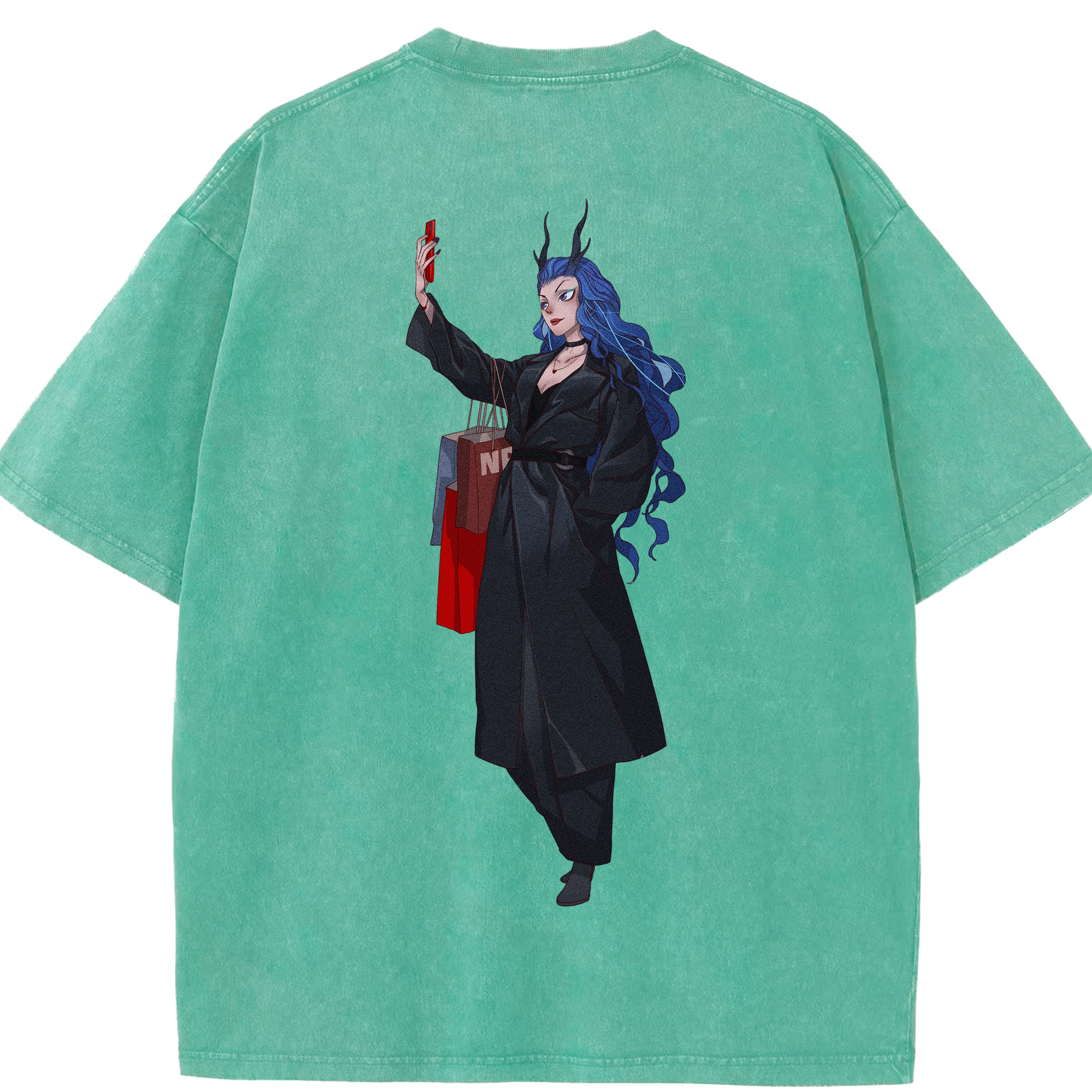 （画像用） Ne Zha 2 ナタ 魔童の大暴れ 綿100% ヴィンテージ風 半袖Tシャツ（背面プリント）